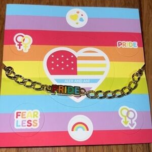 NEW ALEX AND ANI Color Infusion "PRIDE" Stretch Bracelet Shiny Gold